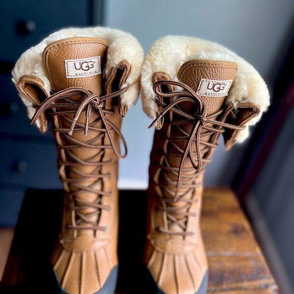 UGG Adirondack lll Tall Women's Boots Light Brown/Tan Black Size 5 - Picture 2 of 10